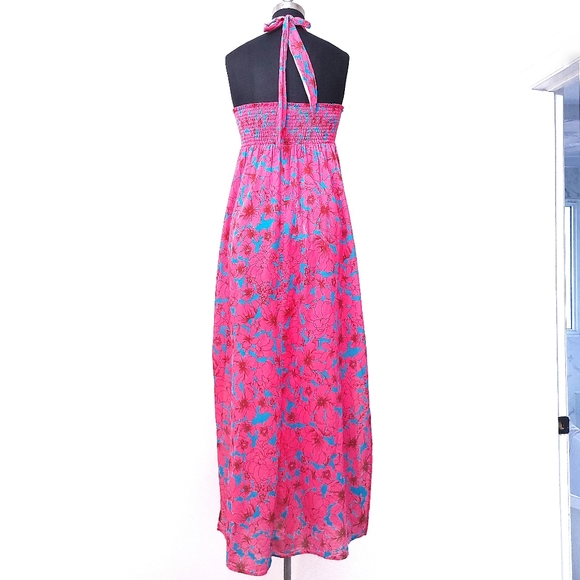 Xirena Barbiecore Adley Floral Halter Vacation Vibrant Colors Maxi Dress - Picture 12 of 15